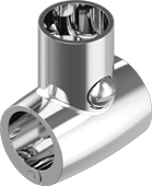 Split T 90°, hinged, polished